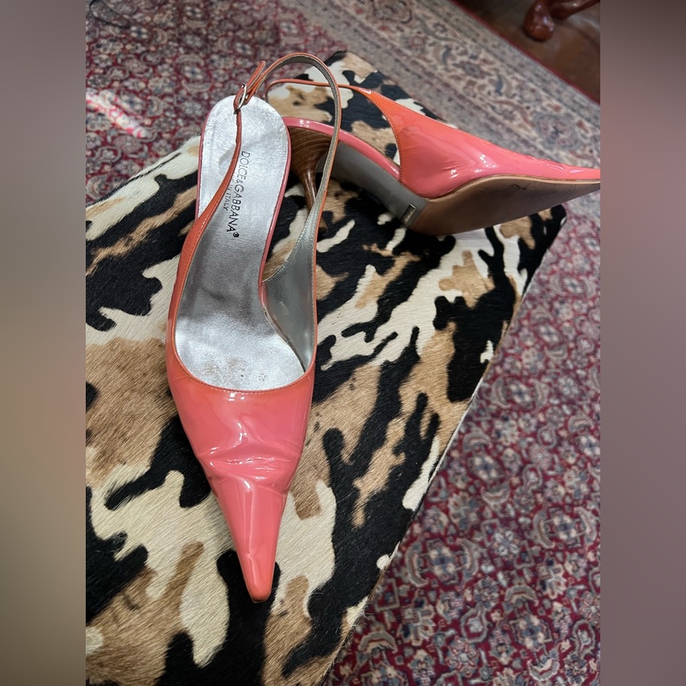 Vintage 1990s Y2K Dolce & Gabbana Patent Leather Slingbacks